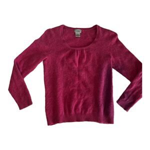 L.L. Bean Pink 100% Cashmere Gathered Neckline Pullover Sweater Size XS